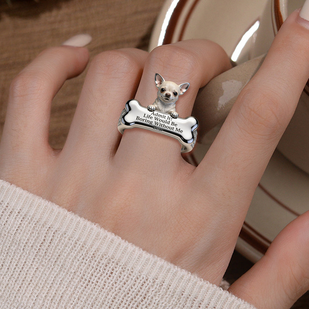 Bague Ajustable en Forme - Chien Personnalisé Amour Éternel