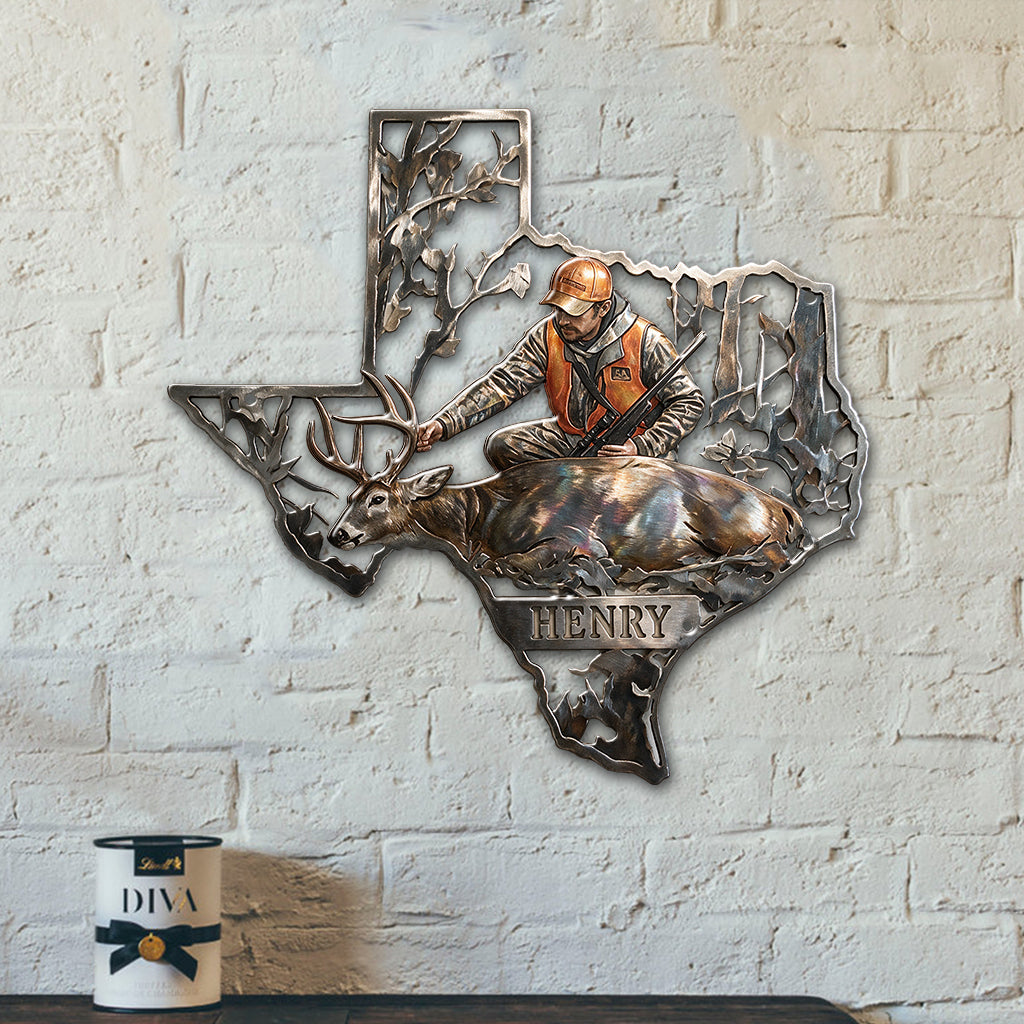 US State Hunting Metal Sign - Personalized Hunting 3D Printed Cut Metal Sign