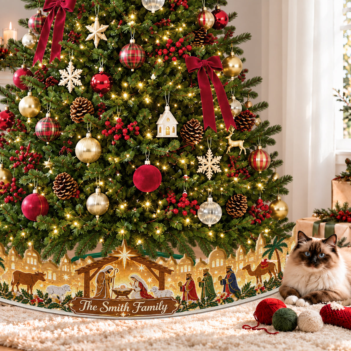 Nativity Sence - Personalized Christian LED Light Tree Collar