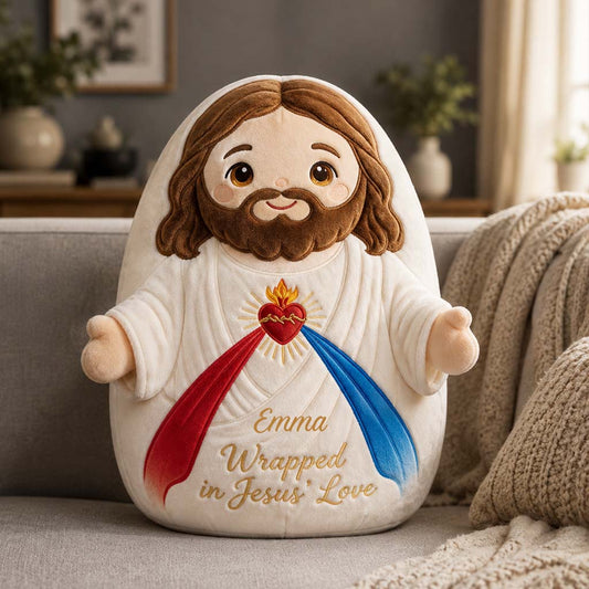 Enveloppé dans l'Amour de Jésus - Coussin en Fourrure Synthétique Personnalisé