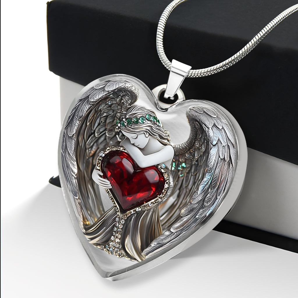 Angel Wings - Personalized Memorial Heart Pendant Necklace