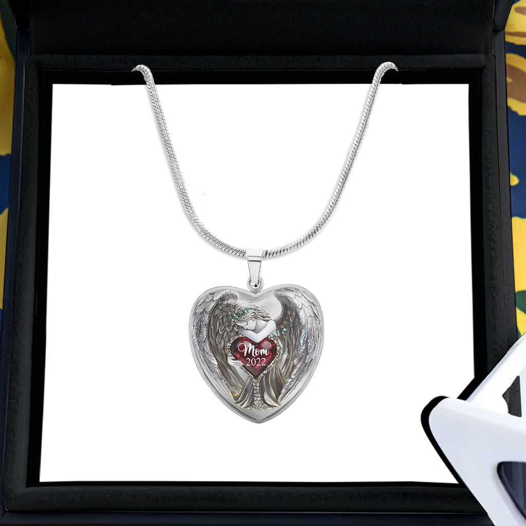 Angel Wings - Personalized Memorial Heart Pendant Necklace