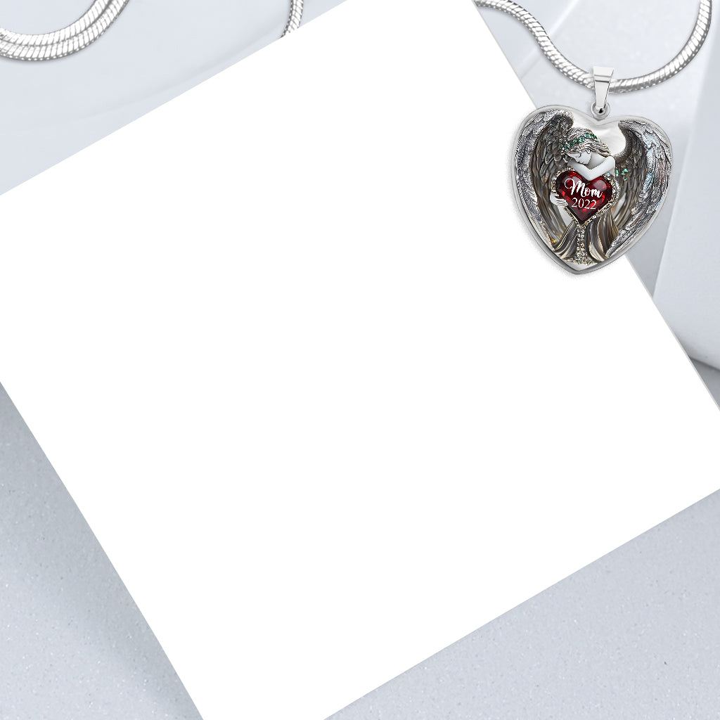 Angel Wings - Personalized Memorial Heart Pendant Necklace