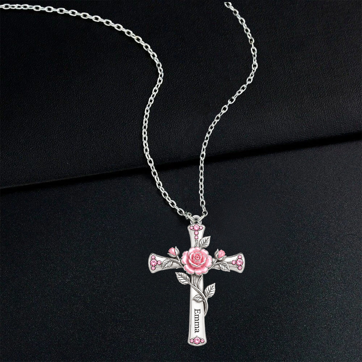 Believe Birth Flower Cross Gift For Mom, Grandma & Friends - Personalized Self Love Shaped Metal Pendant Necklace