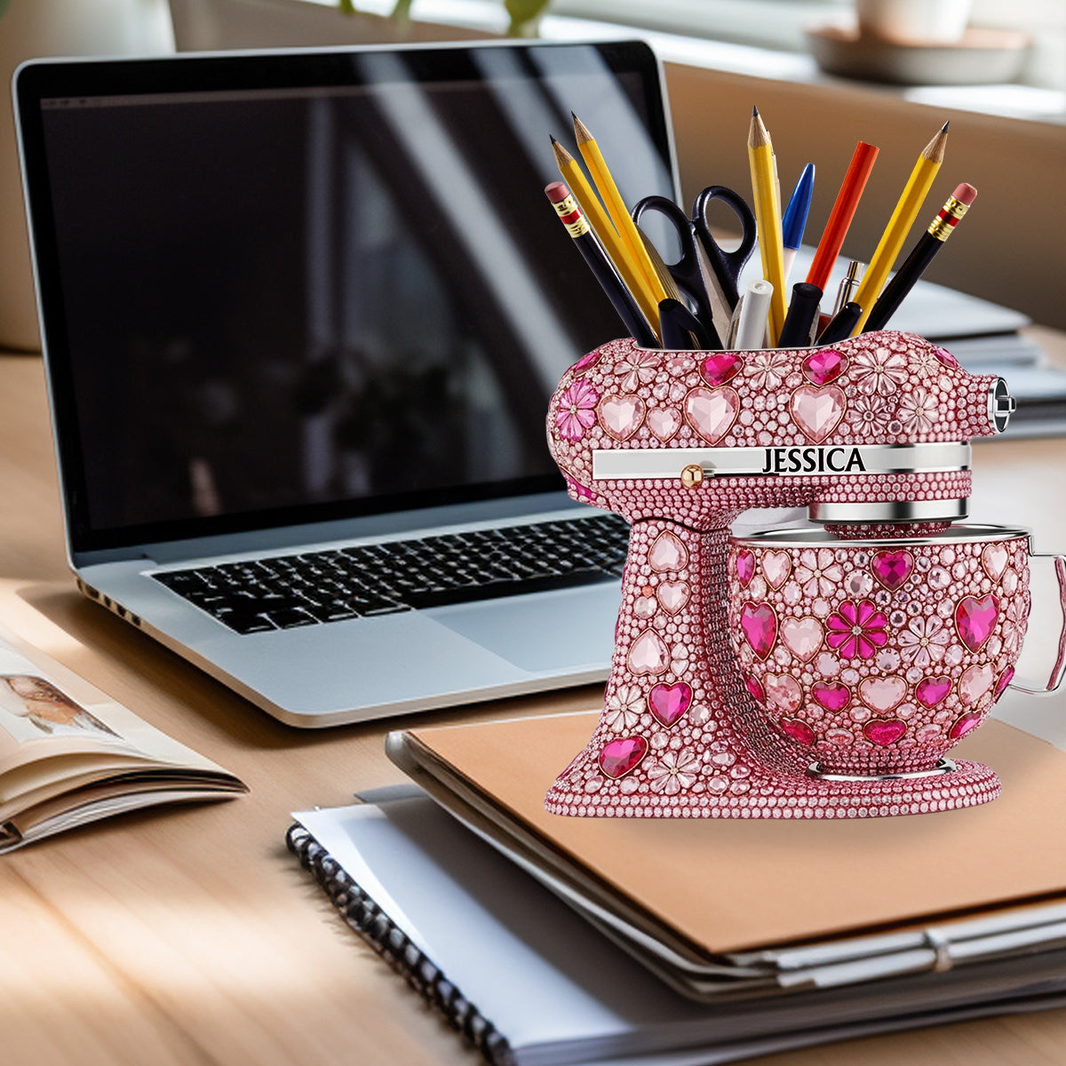 Passionné de pâtisserie - Porte-ustensiles de cuisine en bois personnalisé