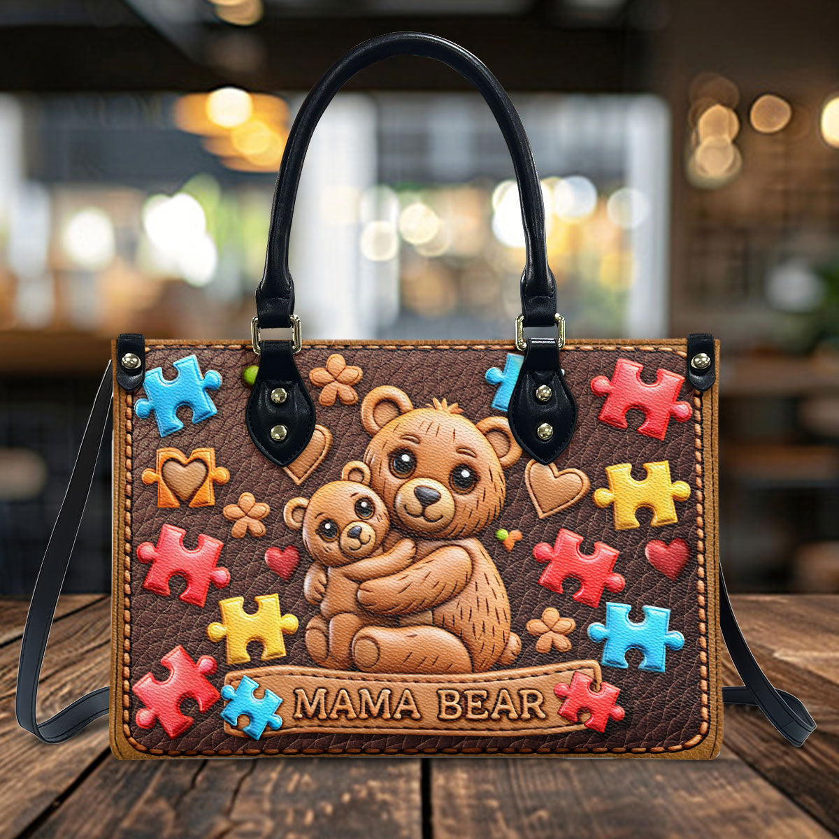 Mama Bear - Autism Awareness Leather Handbag