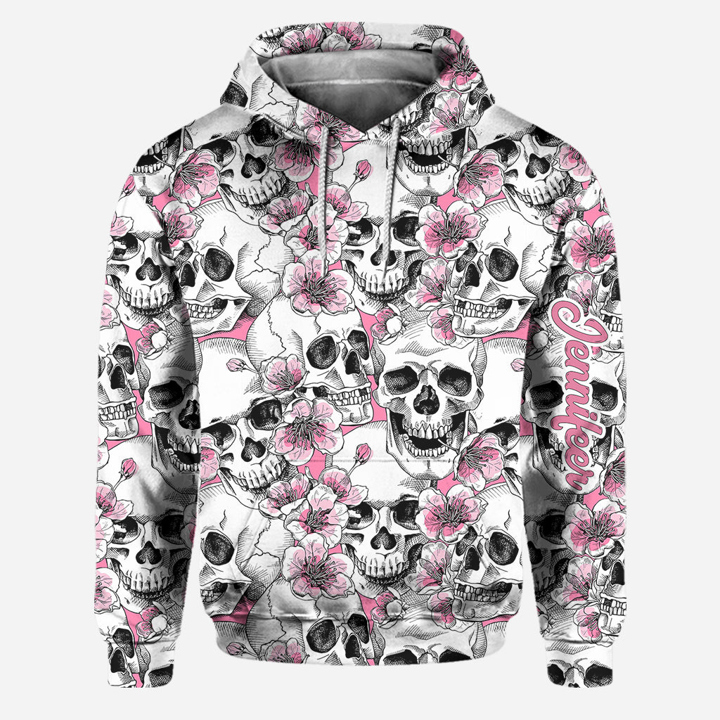 Motifs floraux et têtes de mort - Sweat à capuche et legging personnalisés avec tête de mort