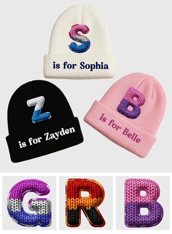 Bonnet enfant personnalisé avec alphabet coloré - Modèle Alphabet Colorful -