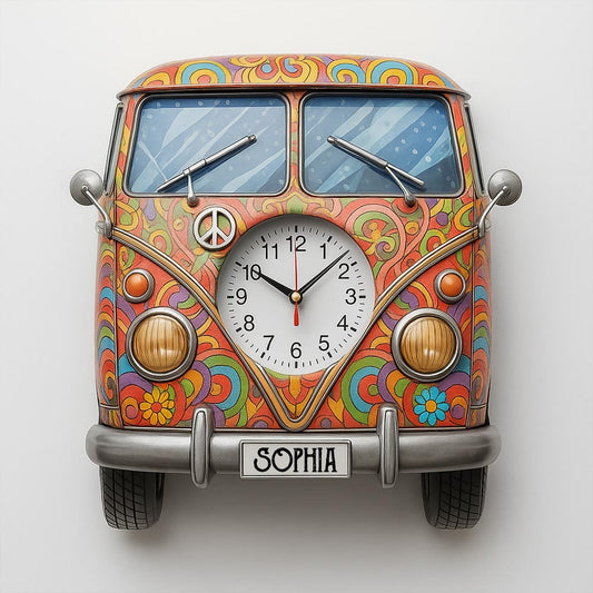 Chill Time - Horloge murale lumineuse LED hippie personnalisée