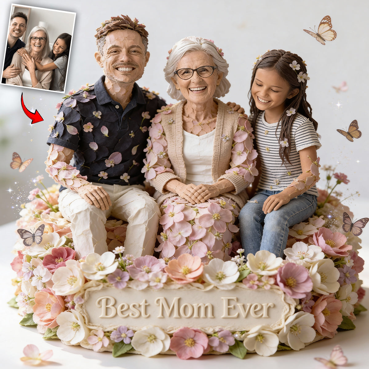 Love Mother Flowers - Personalized Mother Custom Shaped Acrylic Plaque