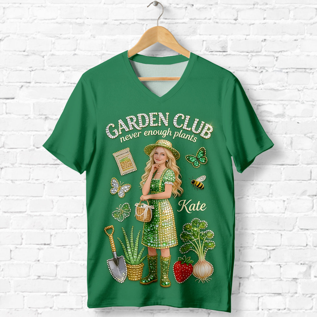 Garden Club - Personalized Gardening Fully Printed V-Neck T-Shirt
