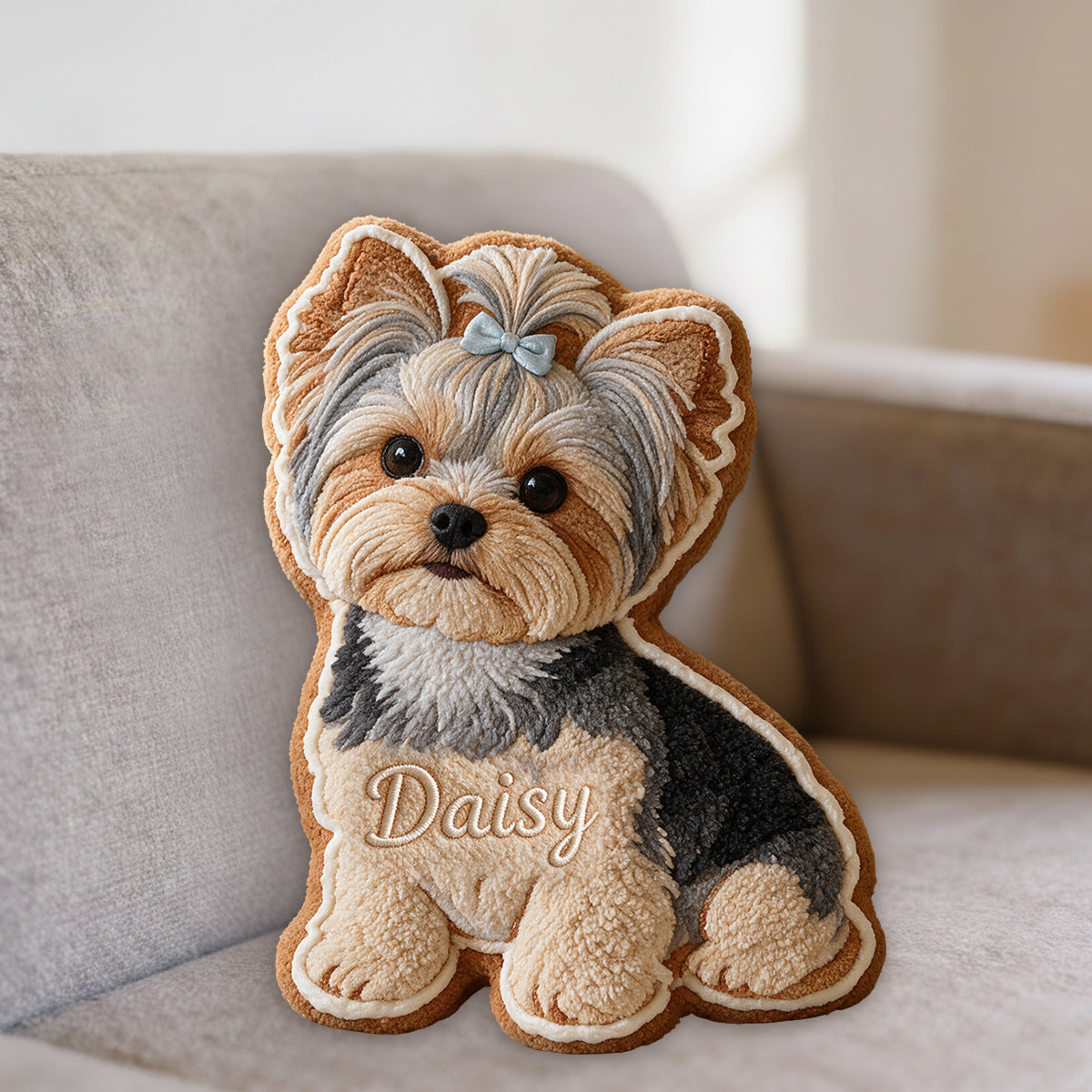 Coussin en Fausse Fourrure Personnalisé - Bonhomme en Pain d'Épice
