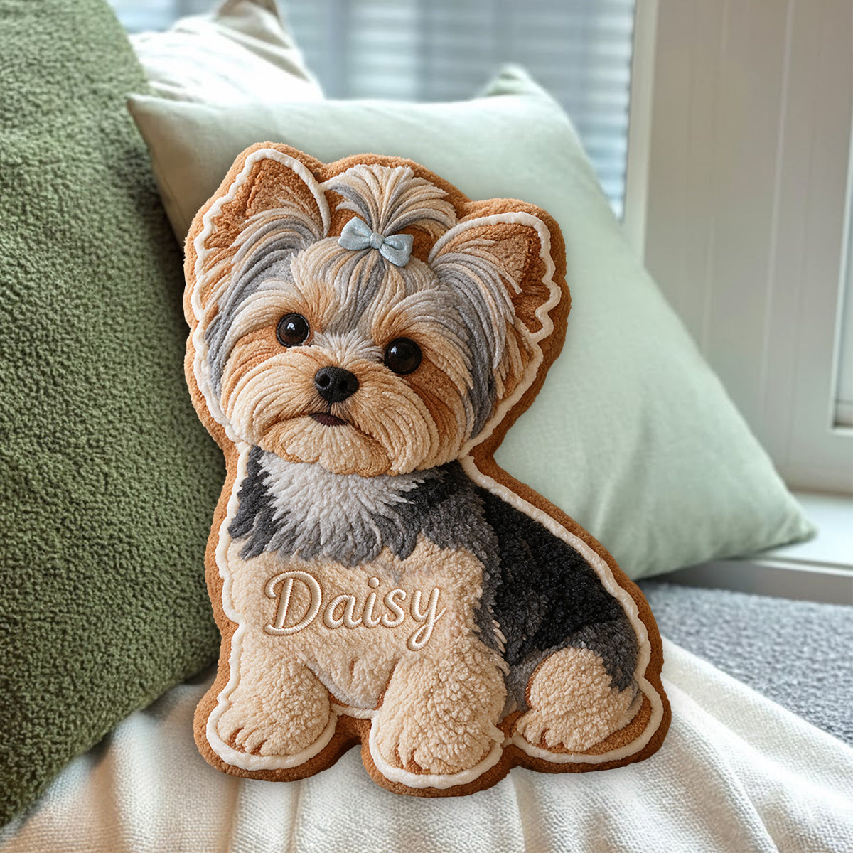 Coussin en Fausse Fourrure Personnalisé - Bonhomme en Pain d'Épice