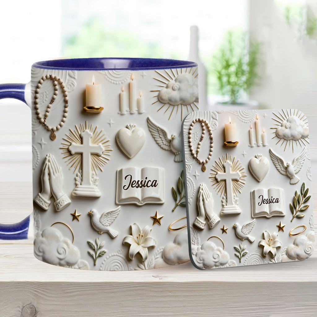 La foi plutôt que la peur - Mug et sous-verre personnalisés à thème chrétien
