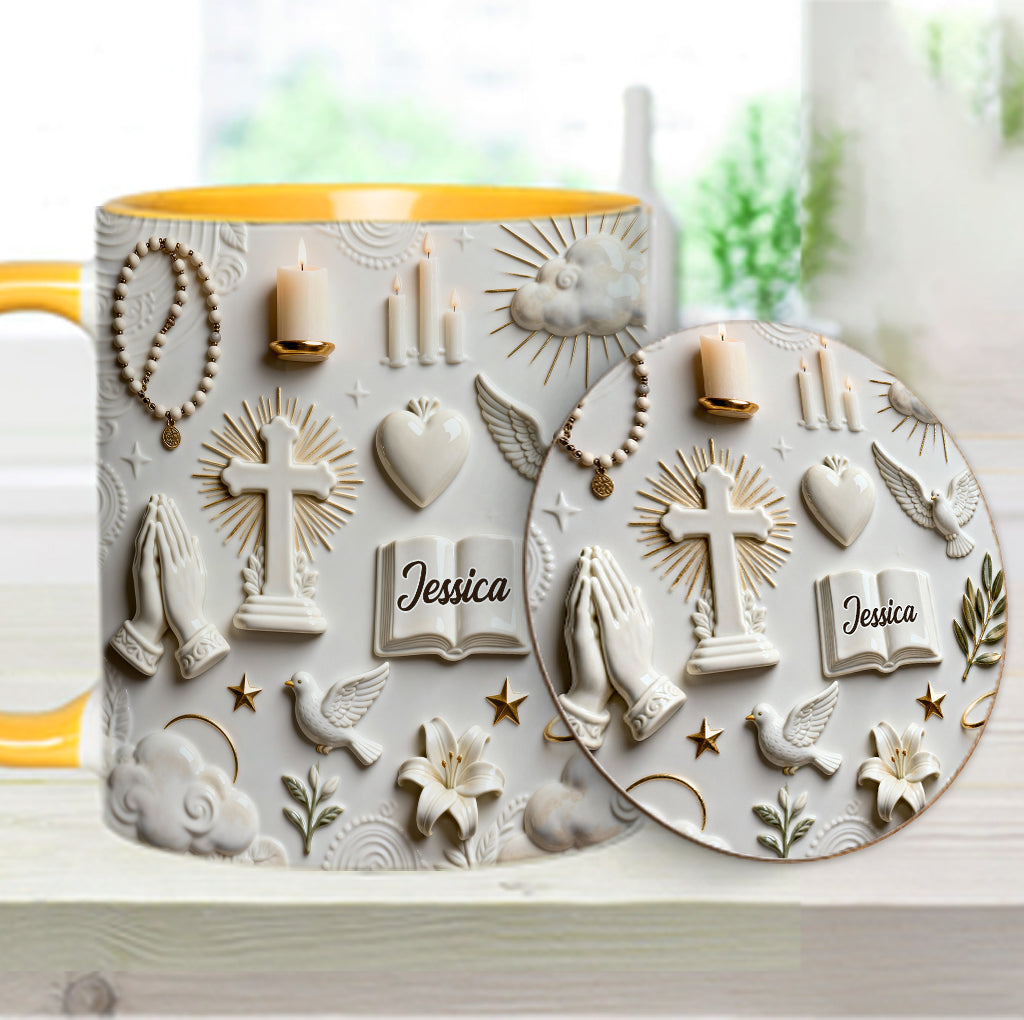 La foi plutôt que la peur - Mug et sous-verre personnalisés à thème chrétien