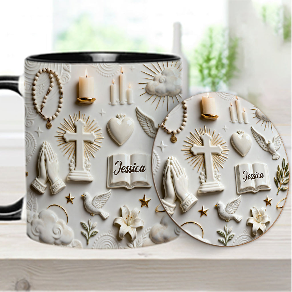 La foi plutôt que la peur - Mug et sous-verre personnalisés à thème chrétien