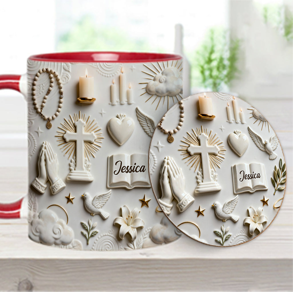La foi plutôt que la peur - Mug et sous-verre personnalisés à thème chrétien