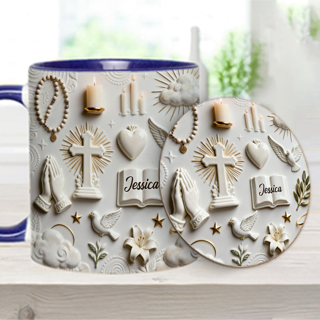 La foi plutôt que la peur - Mug et sous-verre personnalisés à thème chrétien