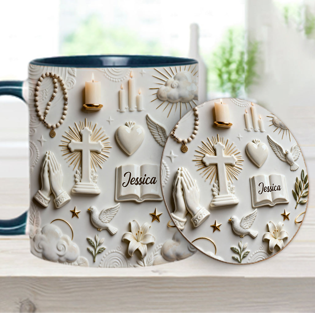 La foi plutôt que la peur - Mug et sous-verre personnalisés à thème chrétien