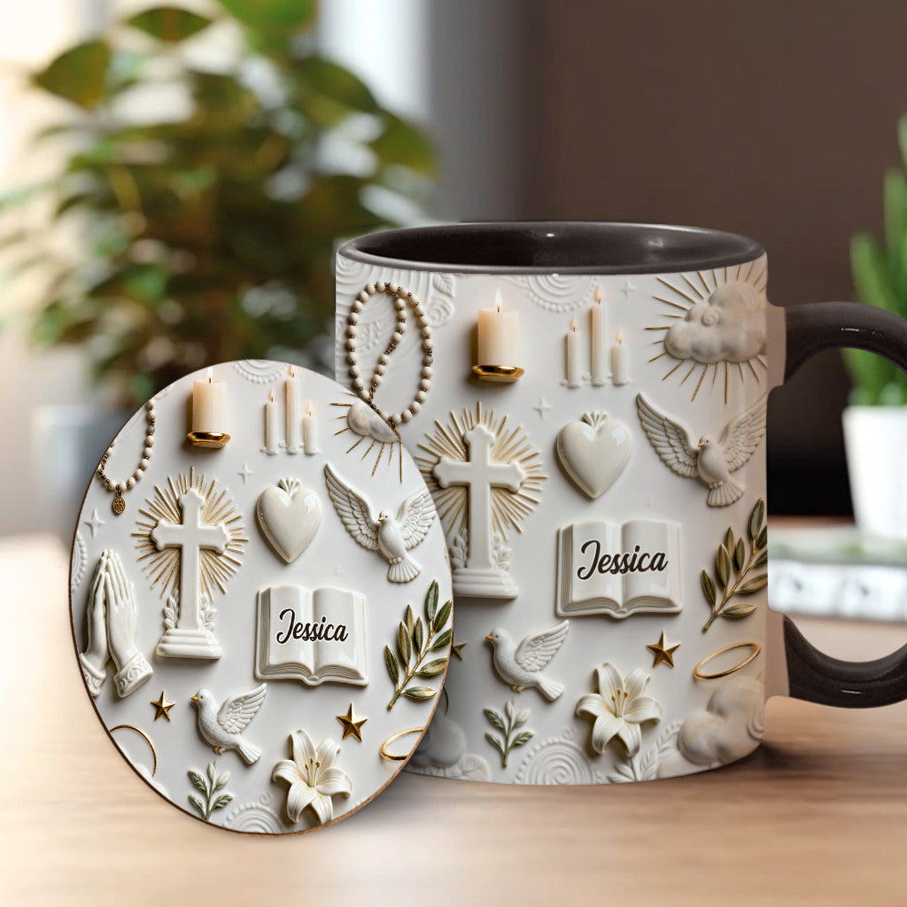 La foi plutôt que la peur - Mug et sous-verre personnalisés à thème chrétien