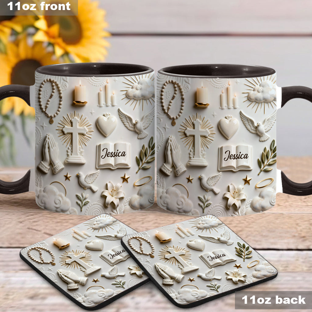 La foi plutôt que la peur - Mug et sous-verre personnalisés à thème chrétien