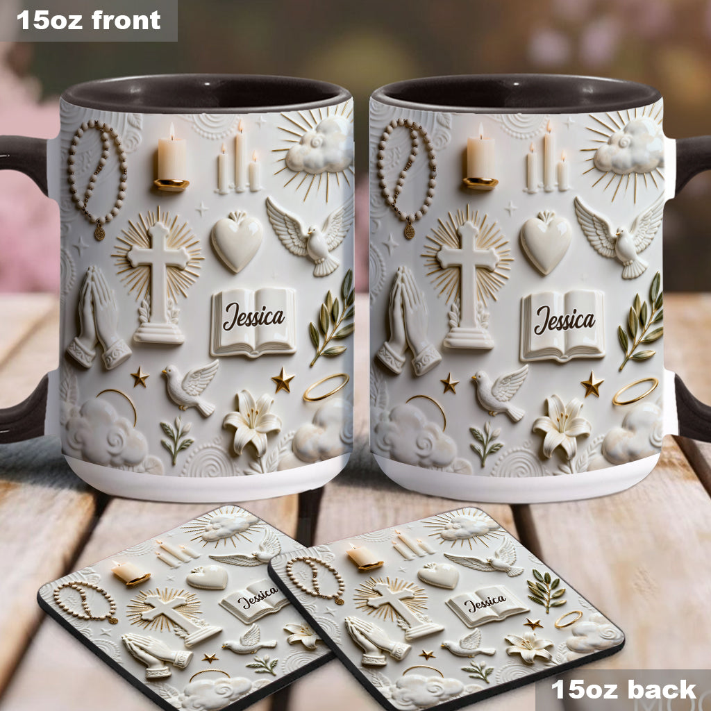 La foi plutôt que la peur - Mug et sous-verre personnalisés à thème chrétien