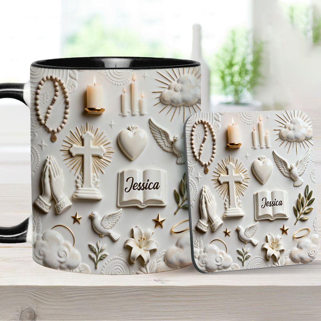 La foi plutôt que la peur - Mug et sous-verre personnalisés à thème chrétien