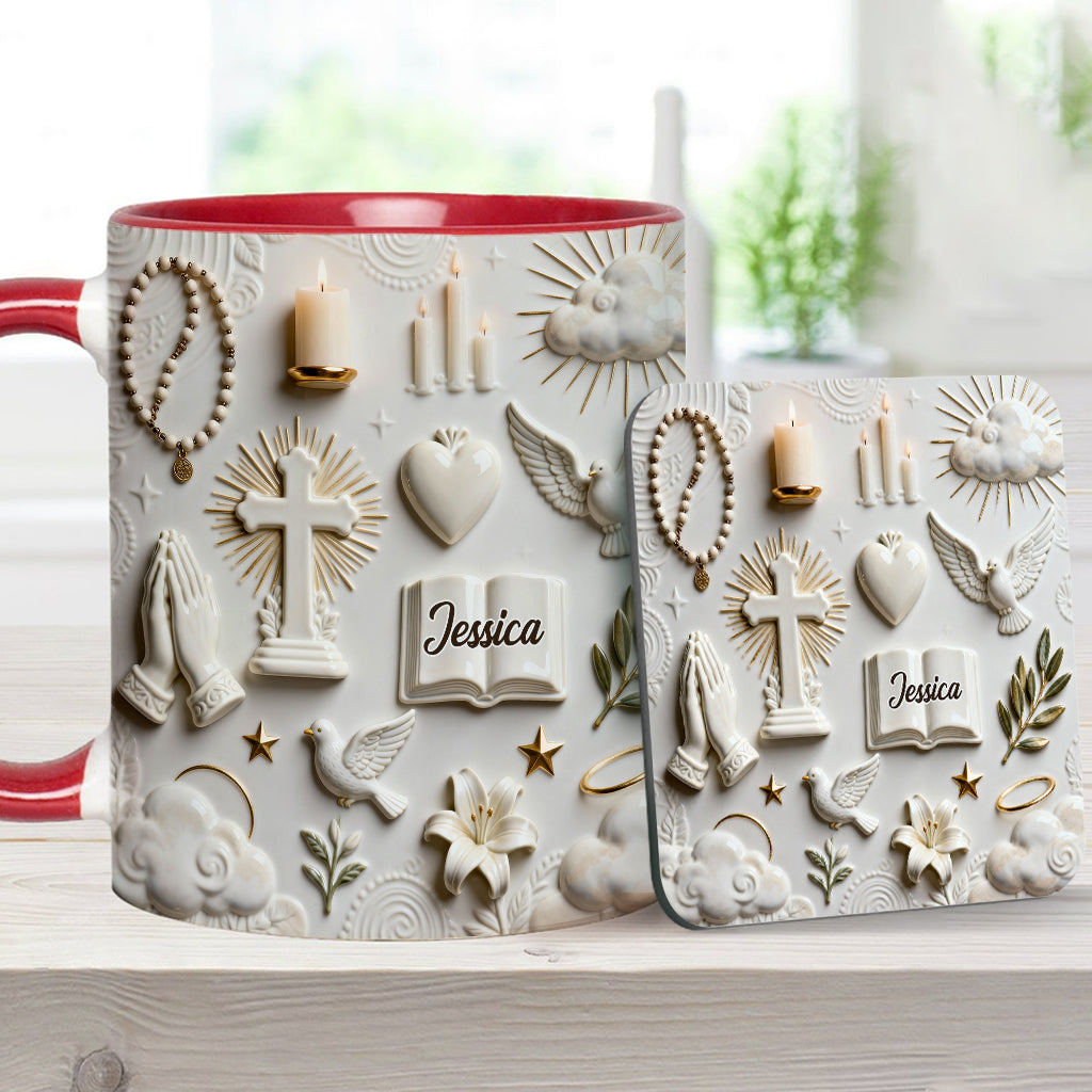 La foi plutôt que la peur - Mug et sous-verre personnalisés à thème chrétien