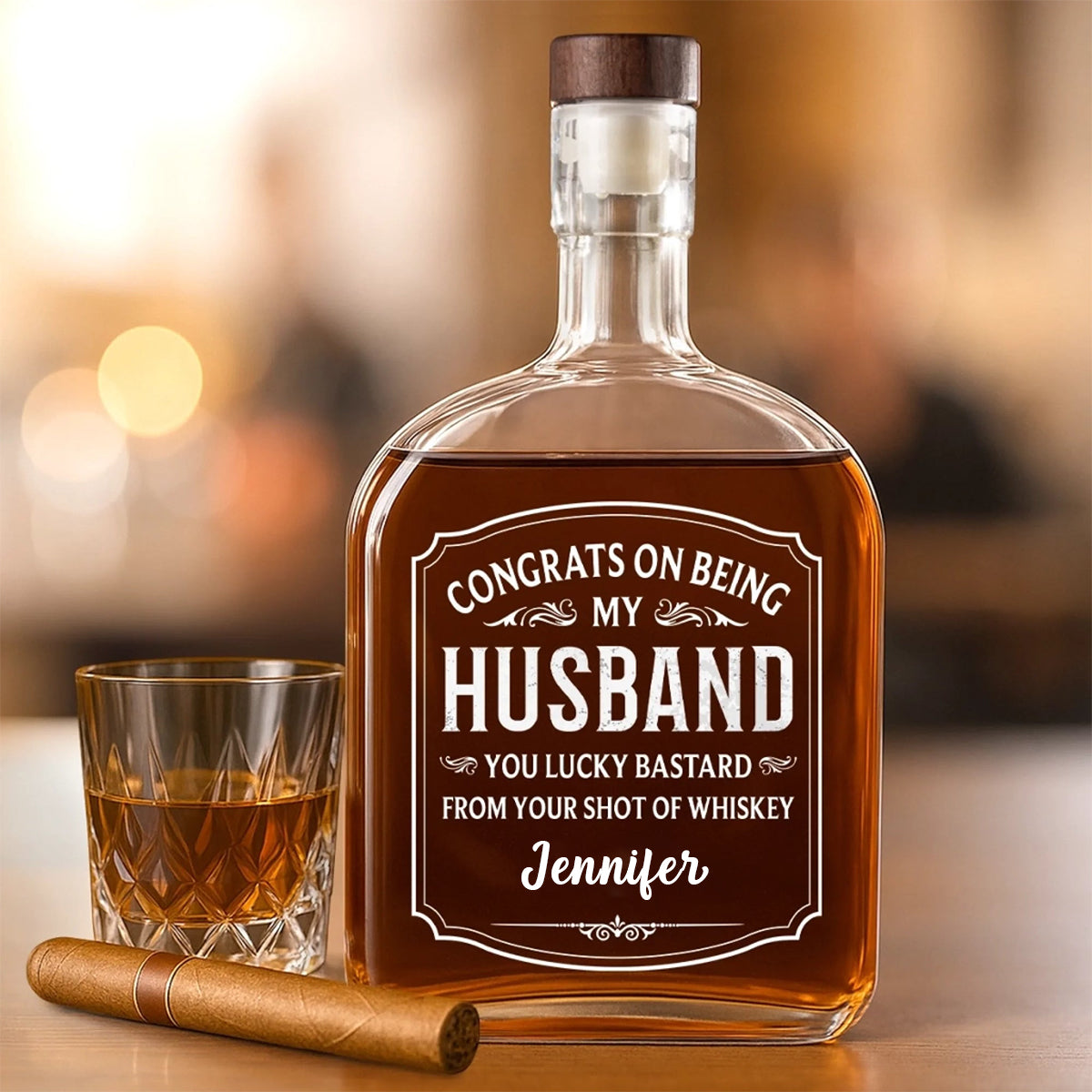 Cheers To My Amazing Husband - Personalized Couple Wine Bottle