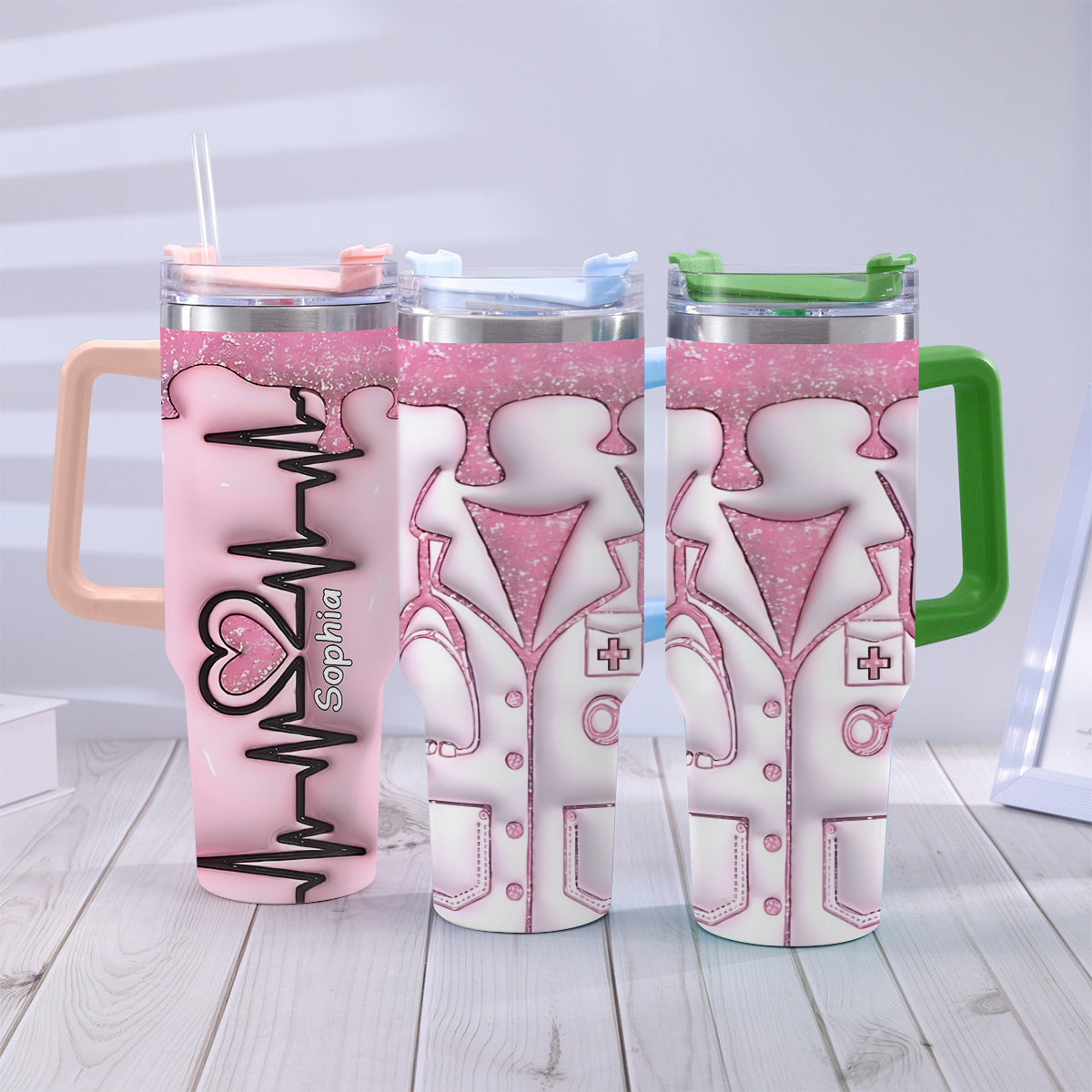 Vie d'infirmière - Gobelet isotherme personnalisé avec poignée