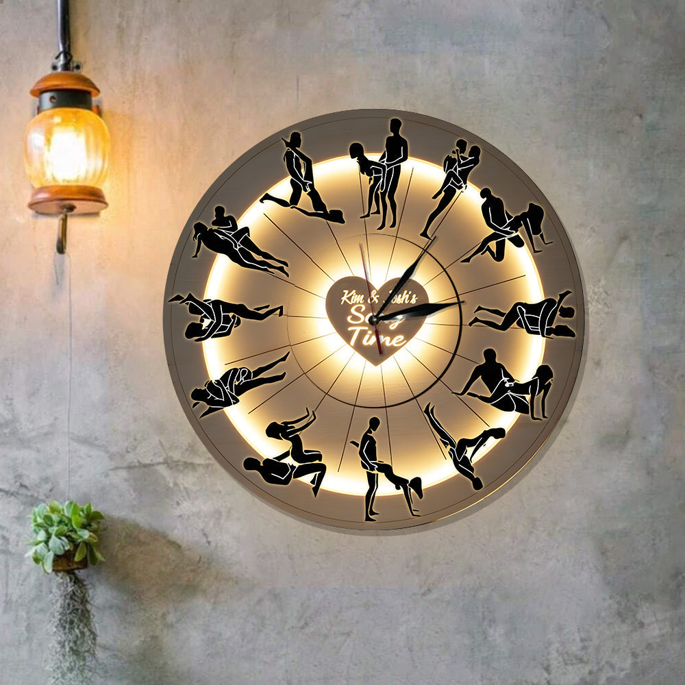 Moments intimes en couple, idée cadeau pour couple - Horloge murale lumineuse LED personnalisée pour couple