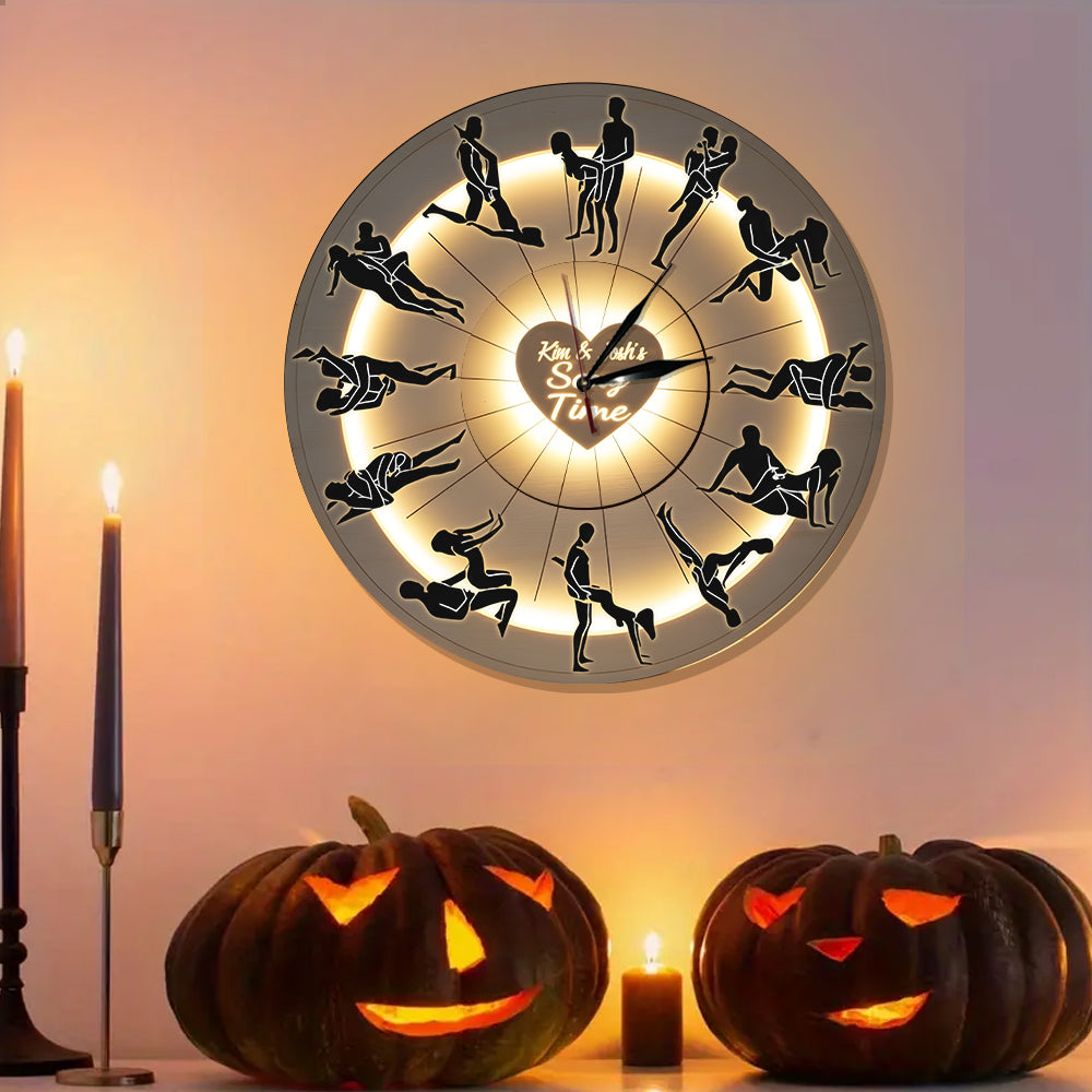 Moments intimes en couple, idée cadeau pour couple - Horloge murale lumineuse LED personnalisée pour couple