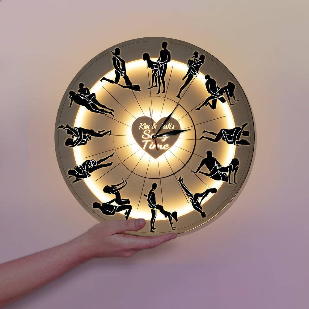 Moments intimes en couple, idée cadeau pour couple - Horloge murale lumineuse LED personnalisée pour couple
