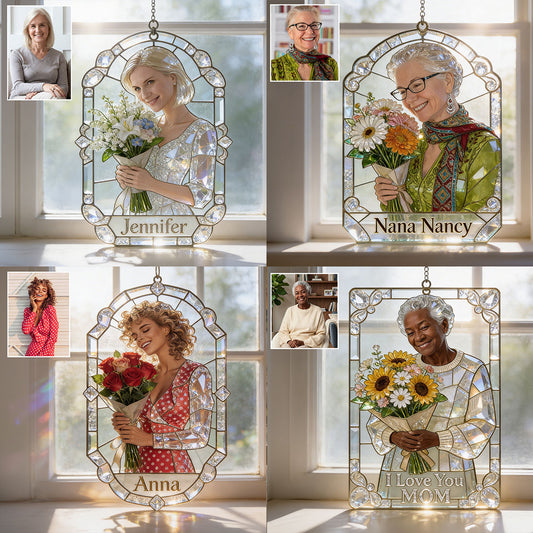 Mom Grandma Garden - Personalized Mother Window Hanging Suncatcher Ornament