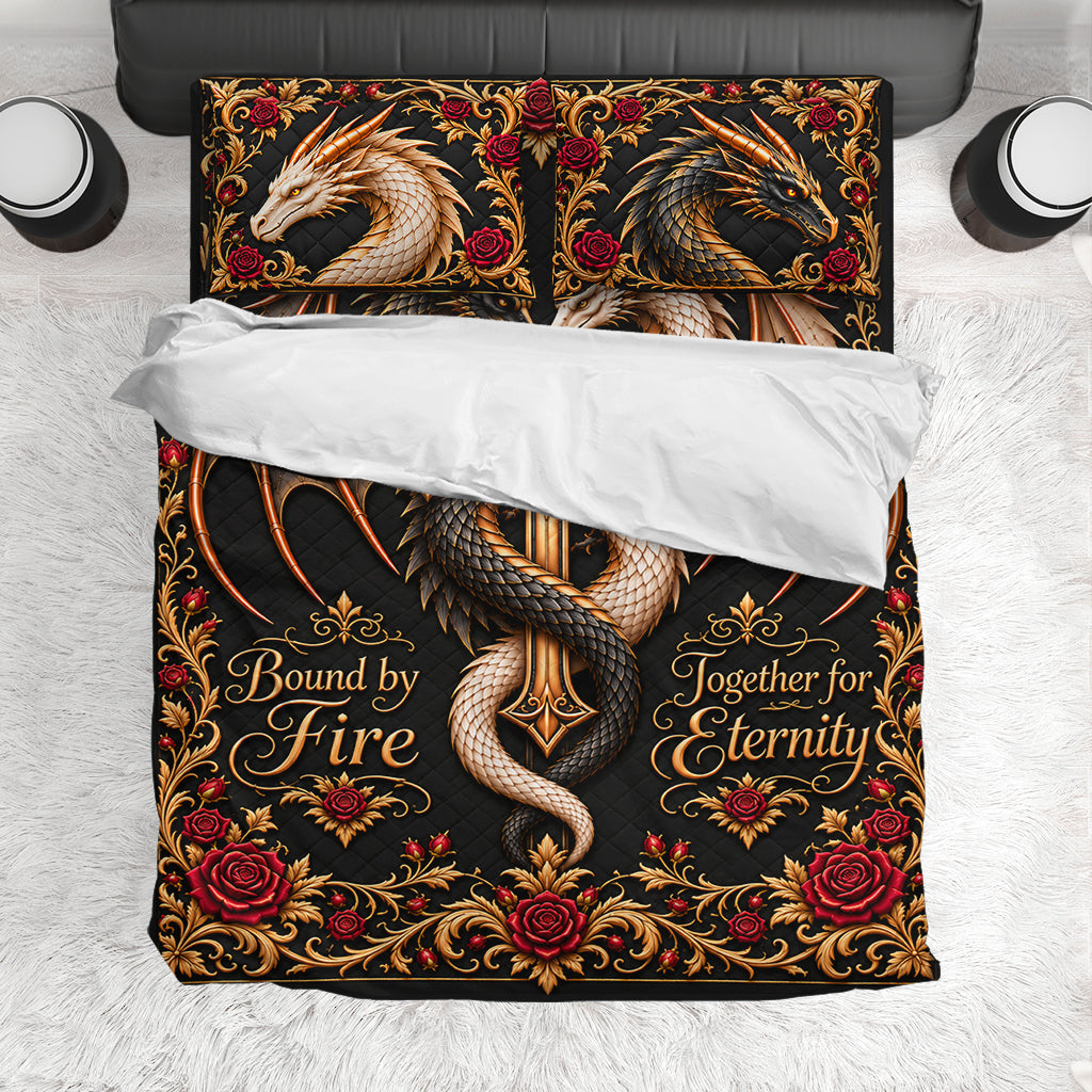 Bound By Fire Couple Gift - Personalized Dragon Quilt Set
