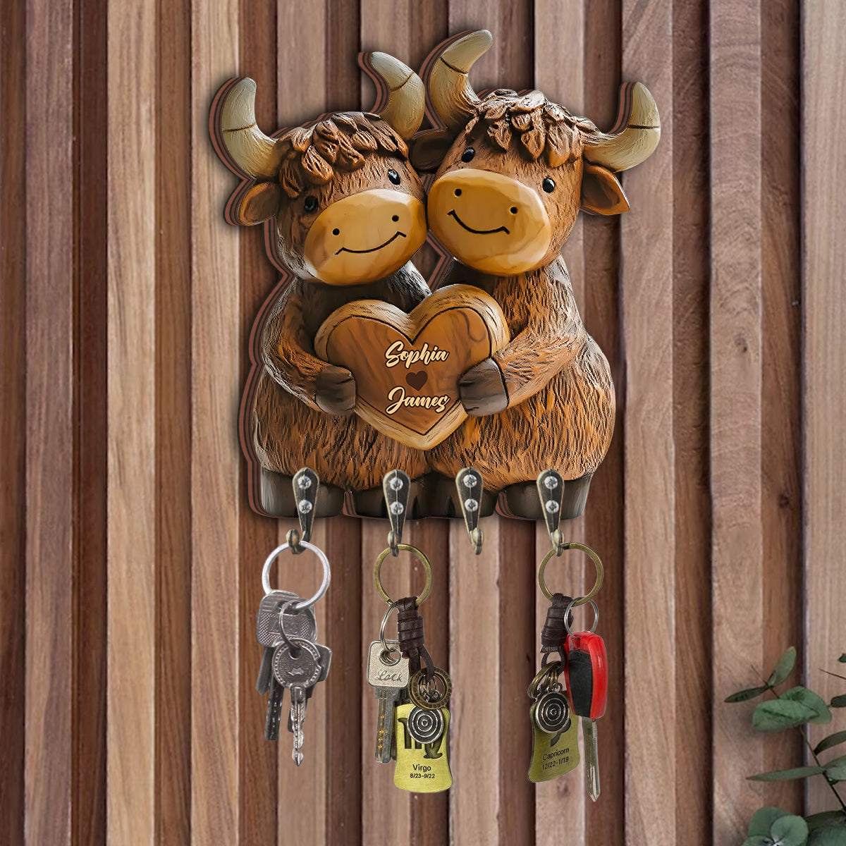 Cute Highland Cow - Personalized Highland Cow Custom Shaped Key Rack