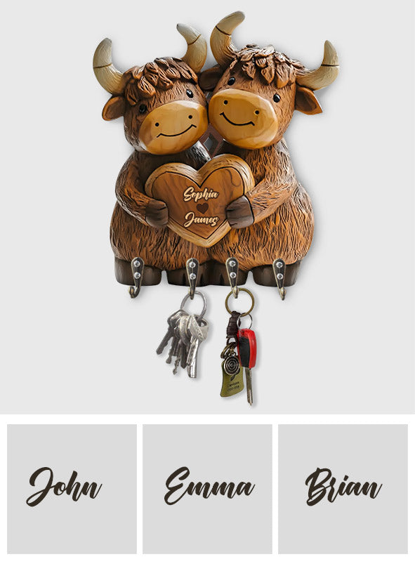Cute Highland Cow - Personalized Highland Cow Custom Shaped Key Rack