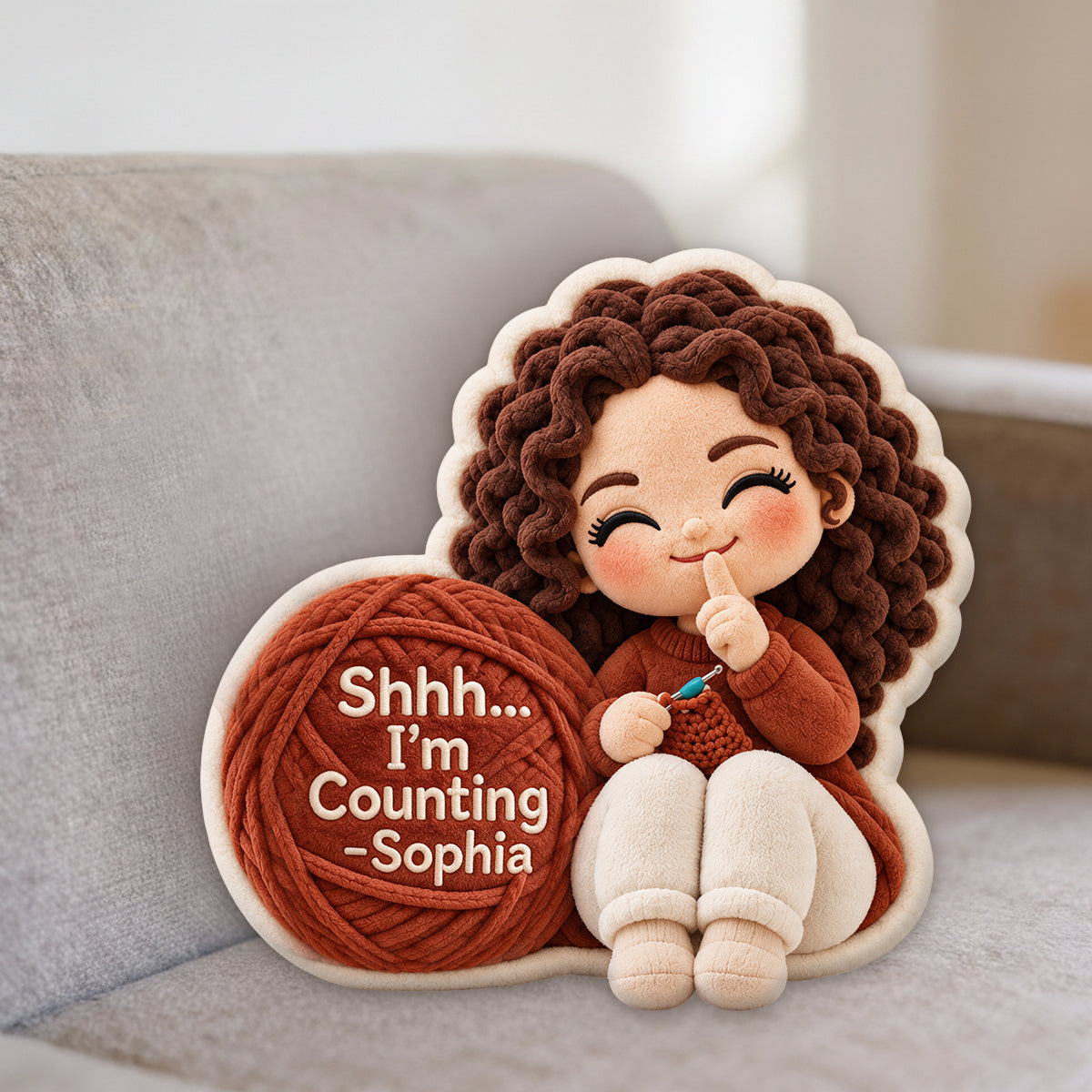 Shhh...I'm Counting - Personalized Crocheting Premium Faux Fur Pillow
