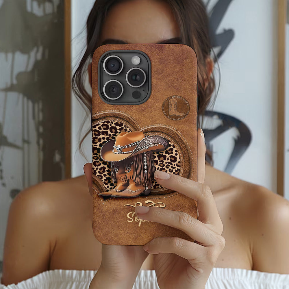 Bottes de cowgirl - Coque de téléphone personnalisée avec motif cowgirl