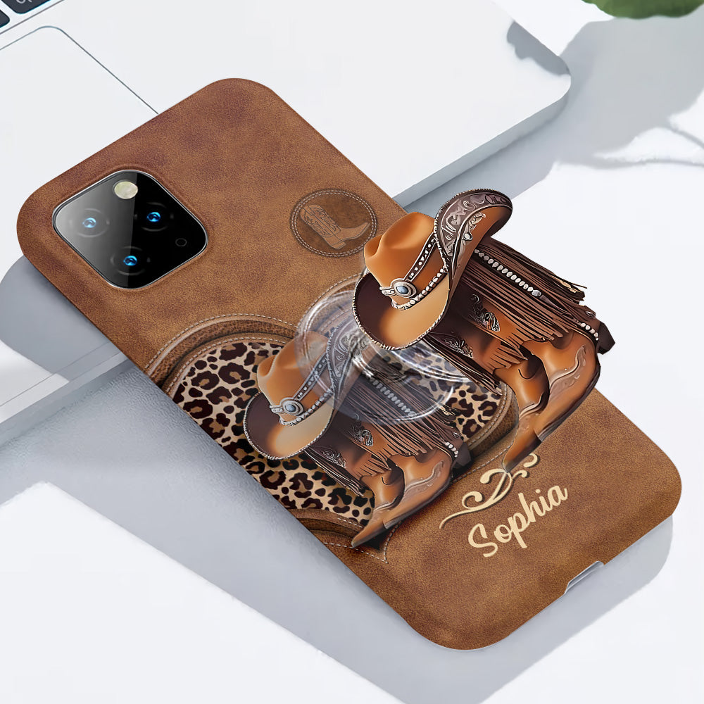 Bottes de cowgirl - Coque de téléphone personnalisée avec motif cowgirl