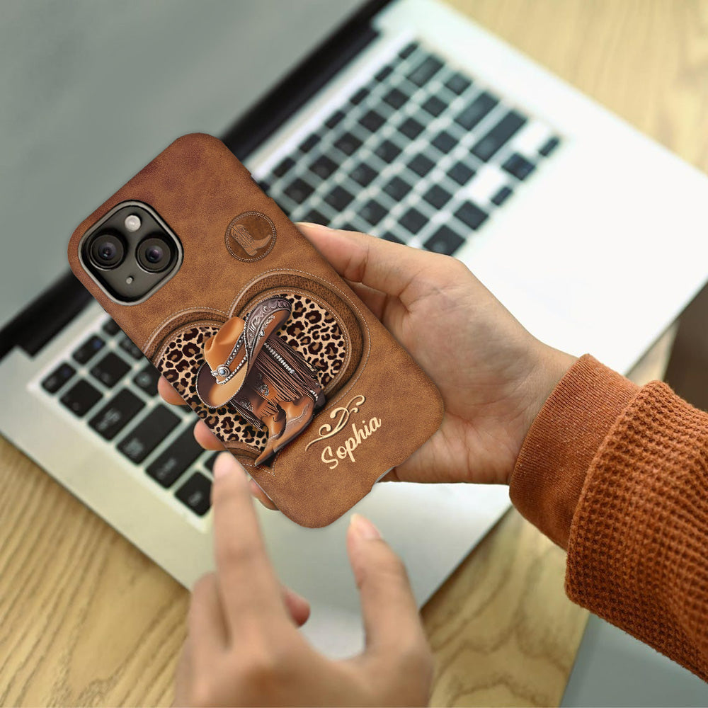 Bottes de cowgirl - Coque de téléphone personnalisée avec motif cowgirl