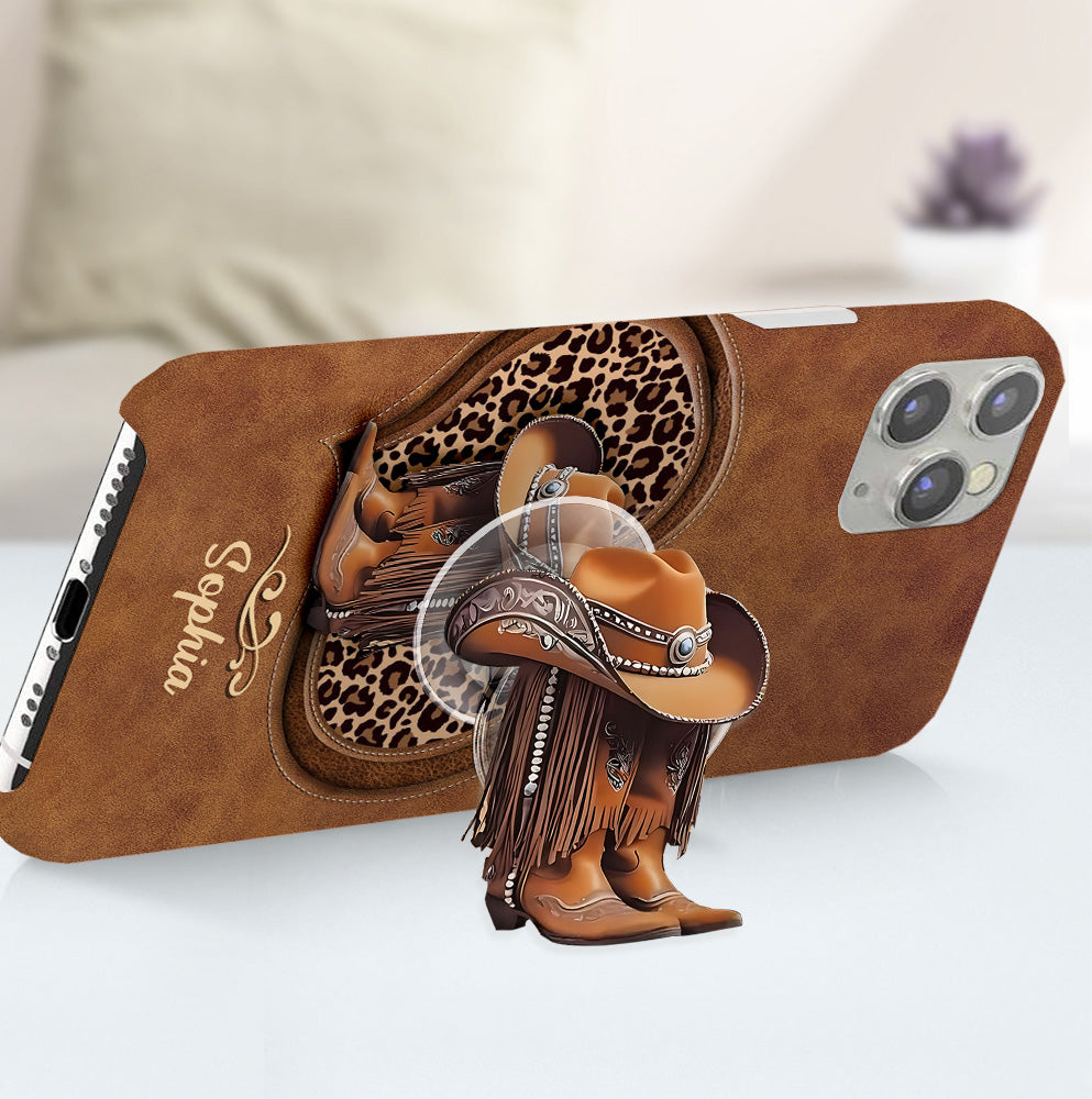 Bottes de cowgirl - Coque de téléphone personnalisée avec motif cowgirl