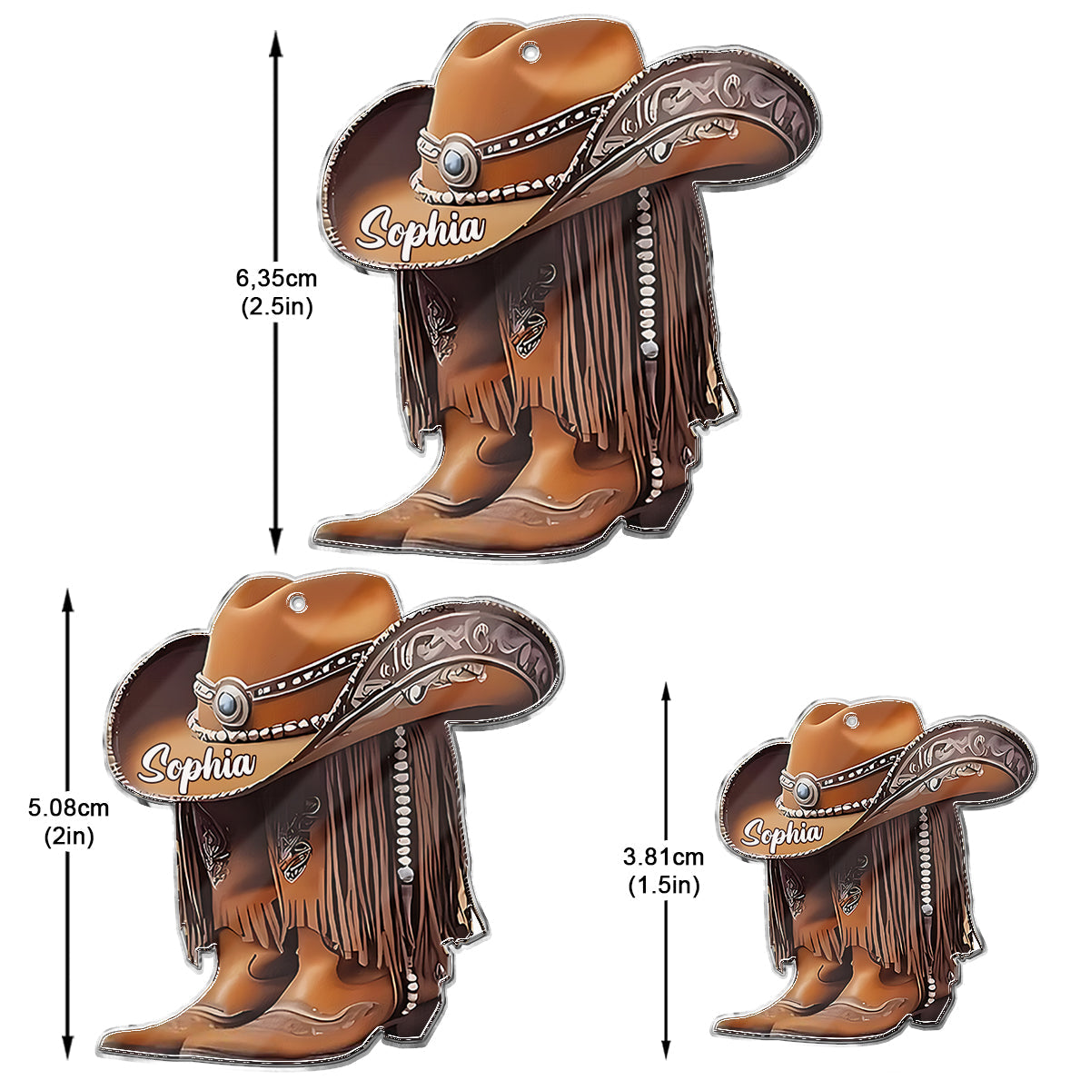 Bottes de cowgirl - Boucles d'oreilles de cowgirl personnalisées