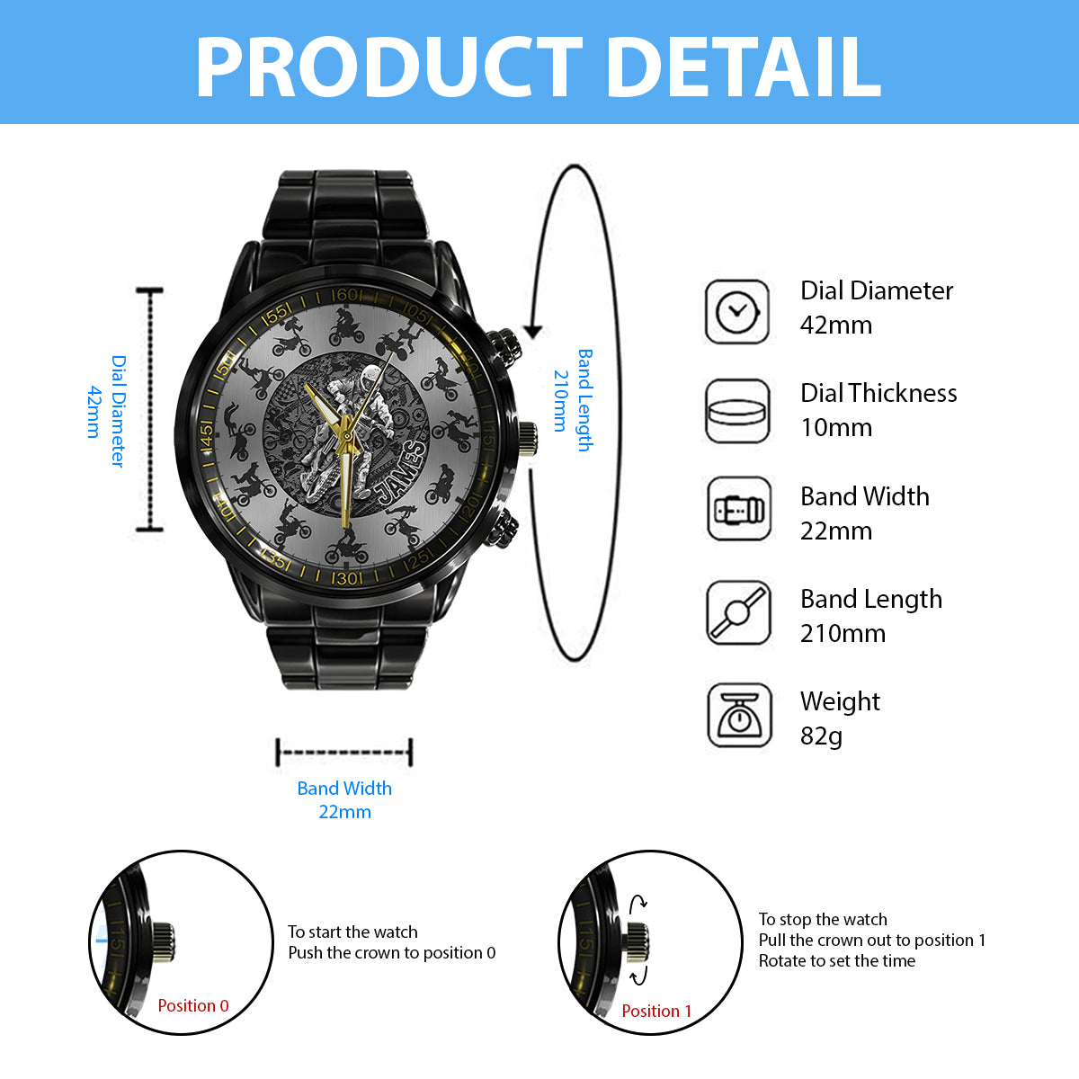 Montre moto personnalisée Cool Biker - Montre-bracelet moto cross