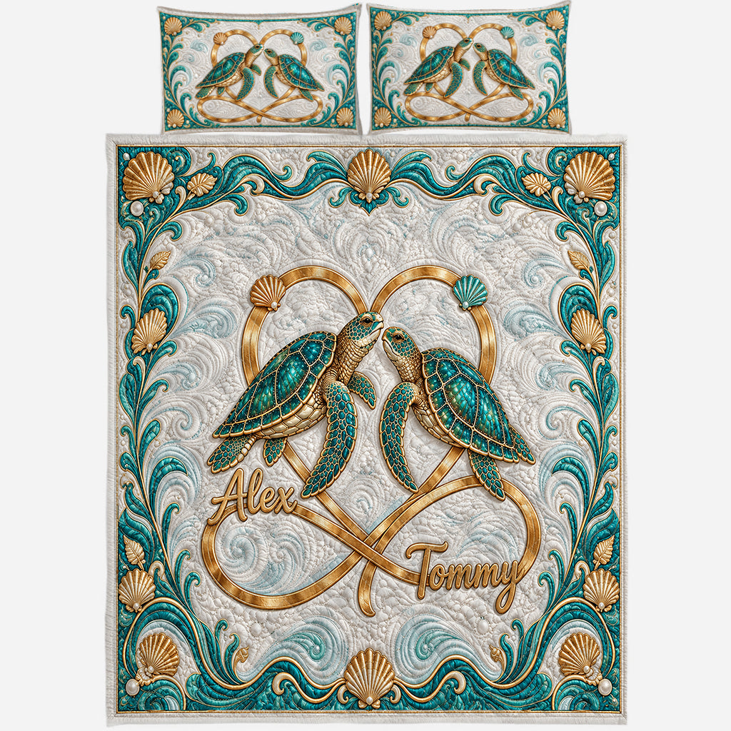 Love You Infinite - Personalized Turtle Quilt Set