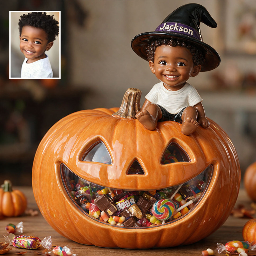 Trick Or Treat Candy Jar - Personalized Kid Acrylic Pot