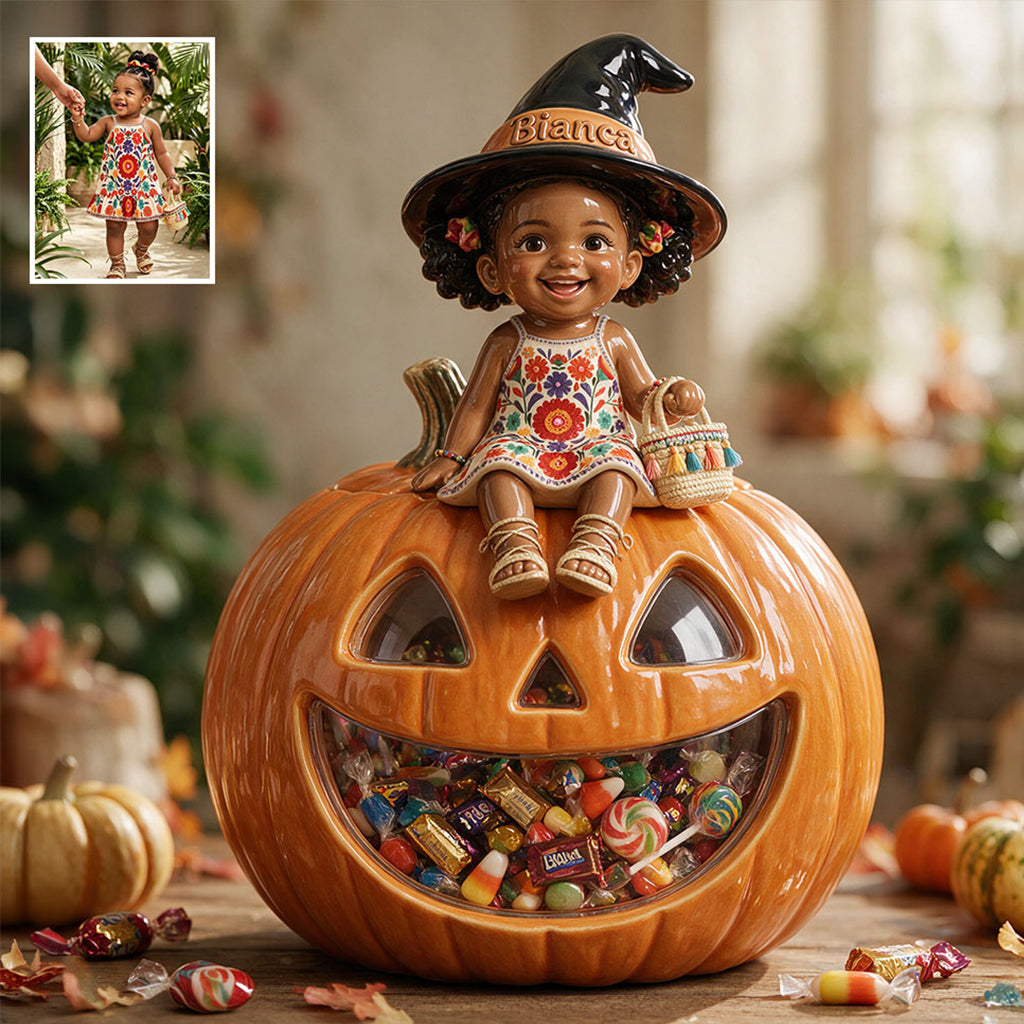Trick Or Treat Candy Jar - Personalized Kid Acrylic Pot