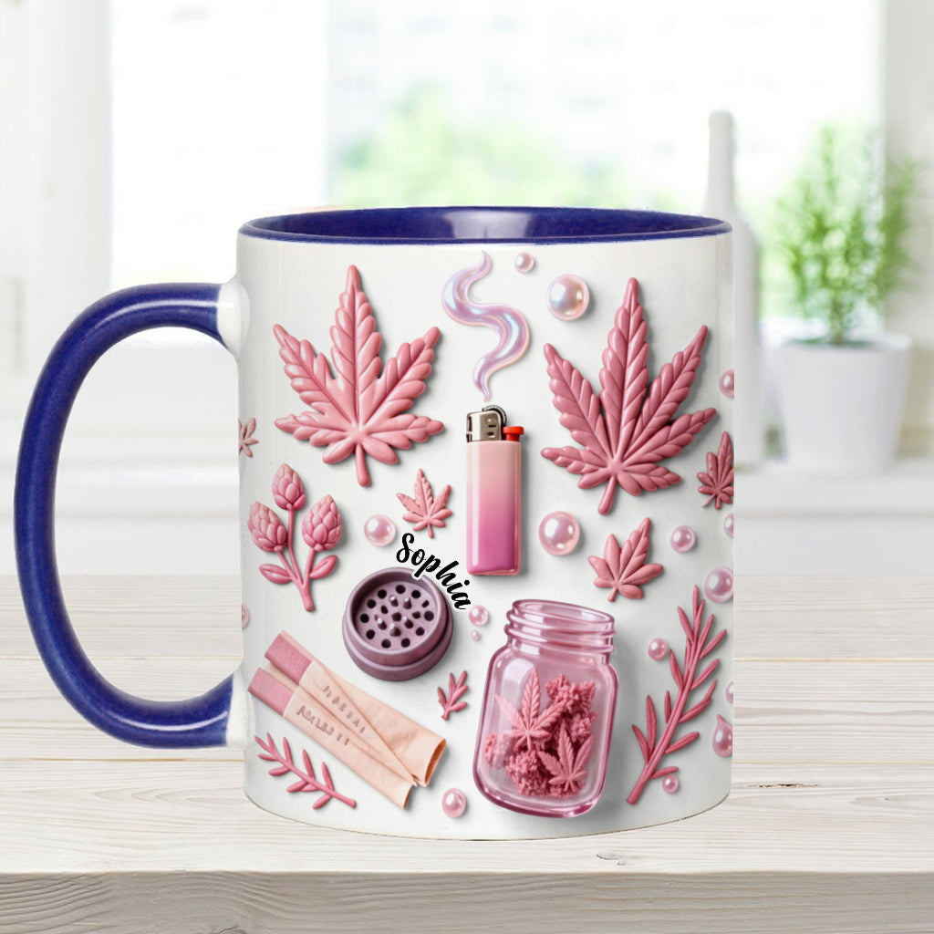 Feuille de magie verte - Mug et sous-verre personnalisés avec motif cannabis