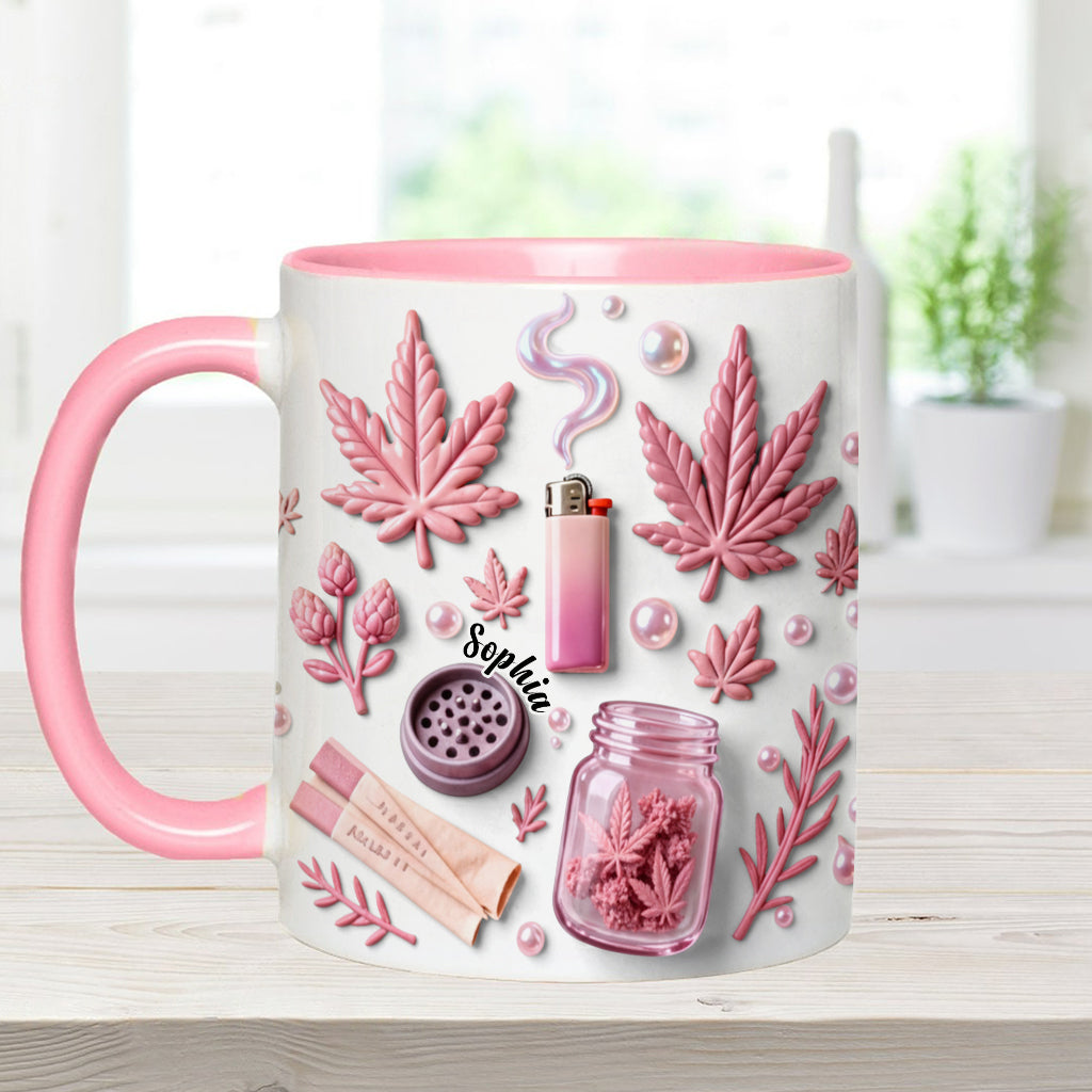 Feuille de magie verte - Mug et sous-verre personnalisés avec motif cannabis