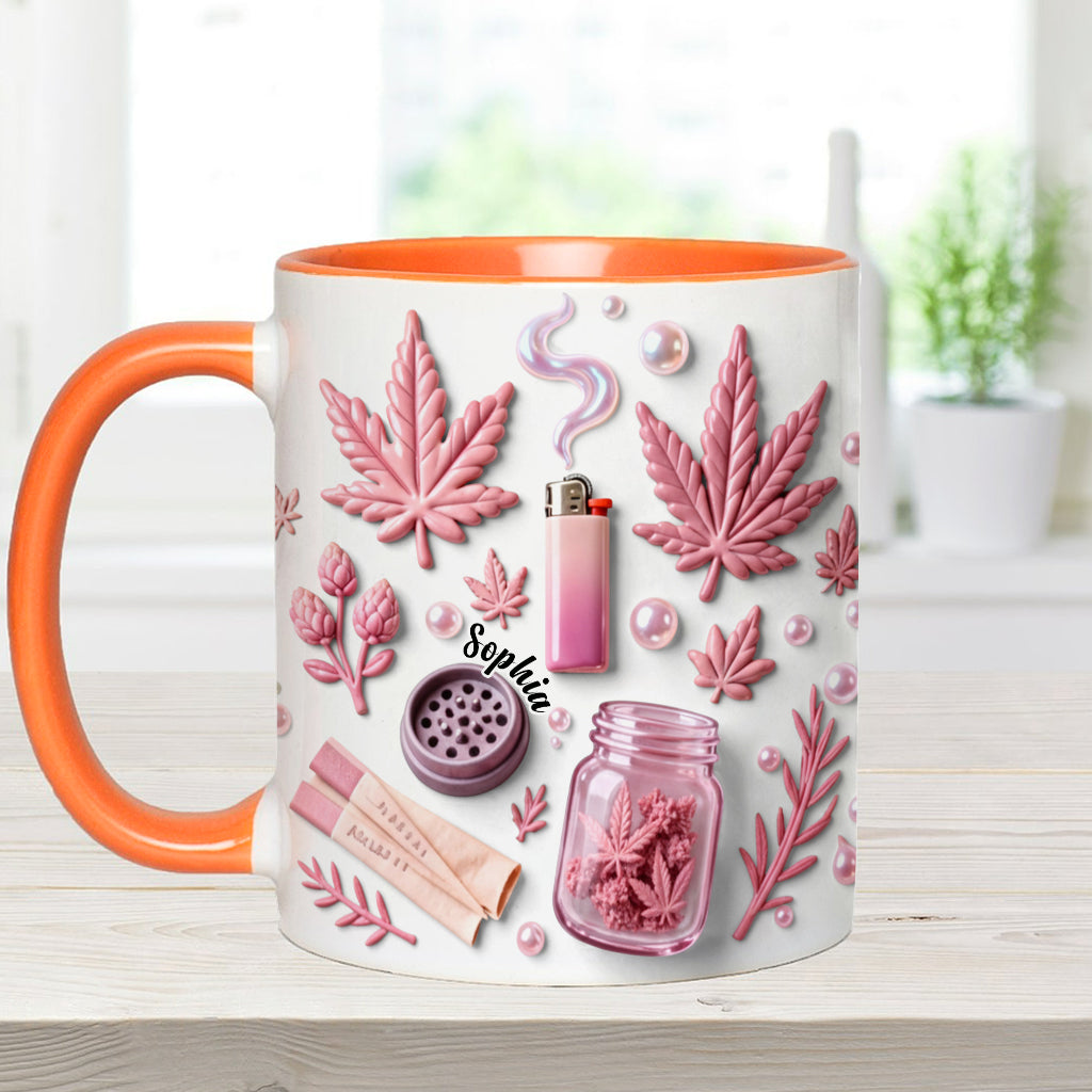 Feuille de magie verte - Mug et sous-verre personnalisés avec motif cannabis
